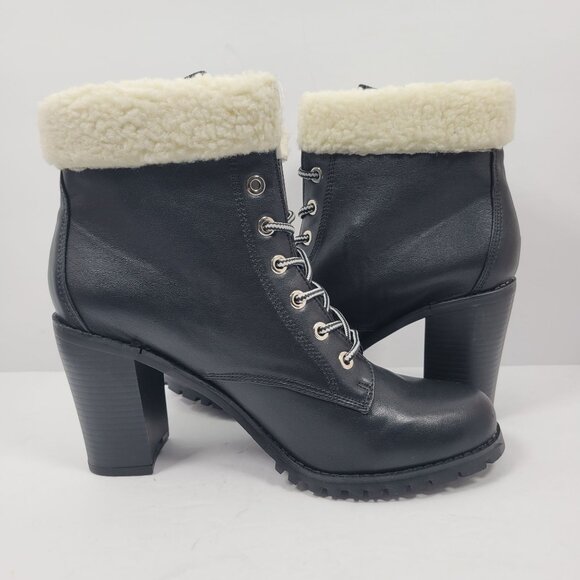 Bebe Kimmberly Women's Black Ankle High Laced Chunky Heels Boots US Size 11 NWOT - Picture 9 of 12